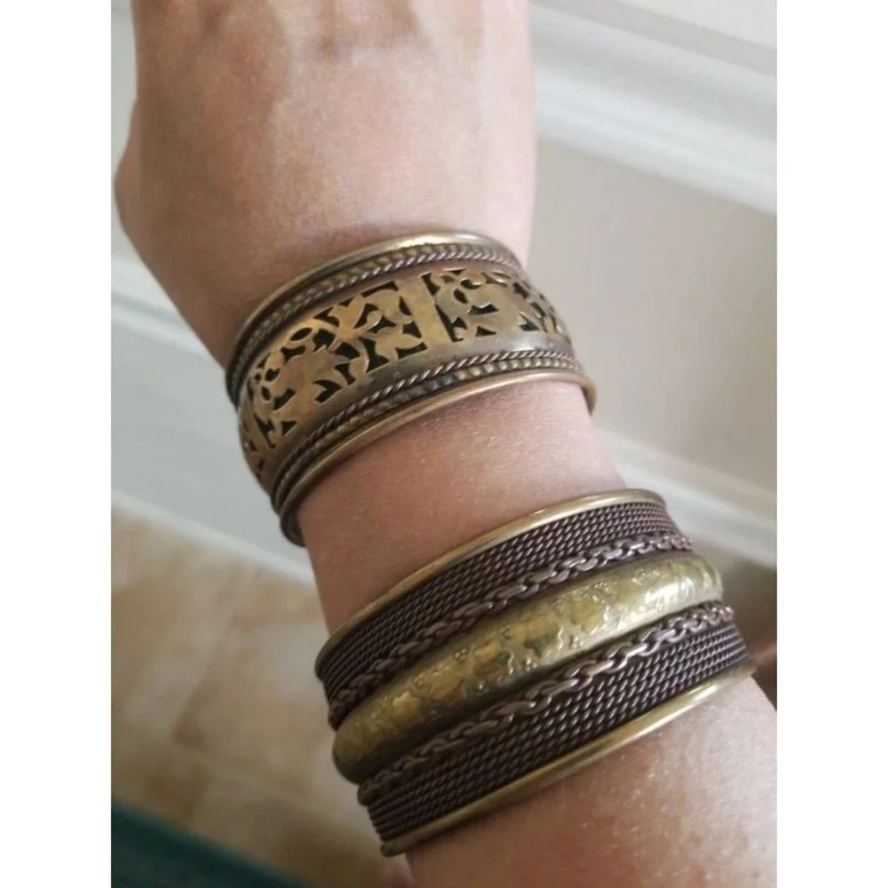 2 piece Vintage bronze cuff bracelets